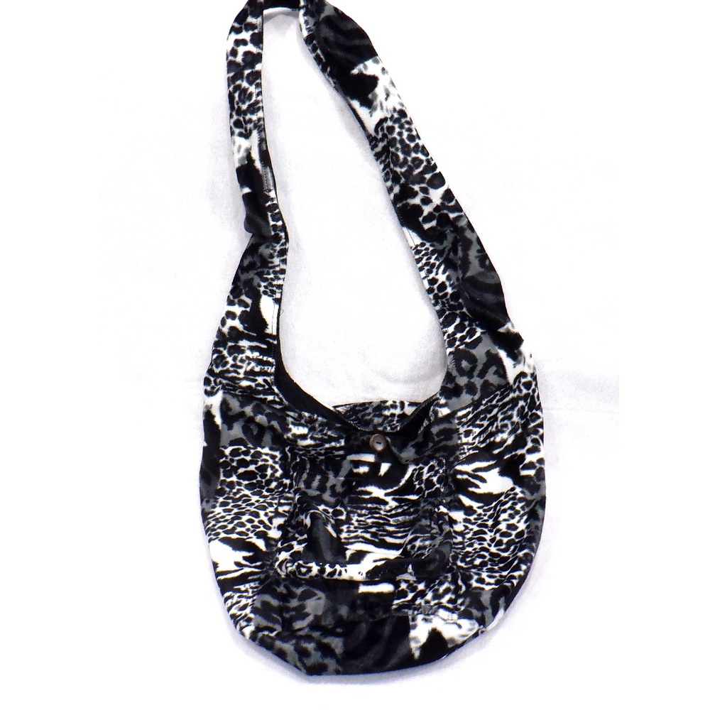Black & White Animal Print Boho Crossbody Bag